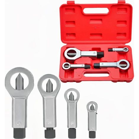 Casse Ecrou Voiture 4 pièces À toute épreuve Extracteur Ecrou Séparateur de Boulons pour Enlever les écrous Cassés et Endommagés (9-12 mm 12-16 mm 16-22 mm 22-27 mm) (1/4)