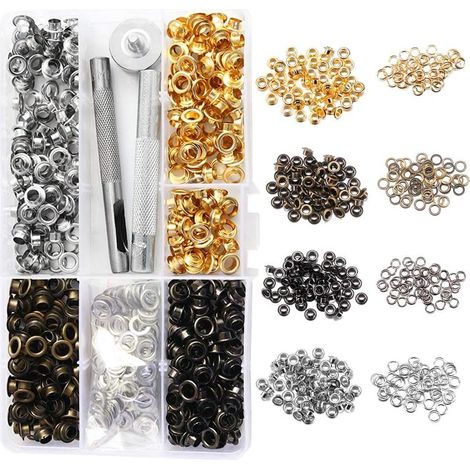 Ensemble de 400 pinces à œillets de 5 mm avec boîte de rangement, kit d'outils pour œillets pour toile, ceintures en cuir, chaussures et vêtements (1/5)