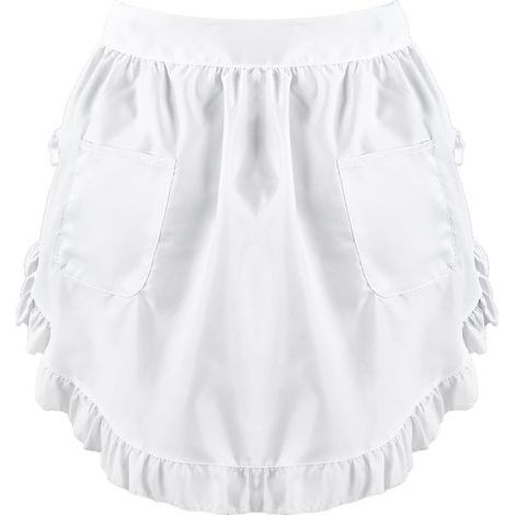 Tablier À Volants Demi Blanc Avec Deux Poches Taille Unique Style Vintage Idéal Pour Cuisine Restaurant Café Et Nettoyage (1/5)