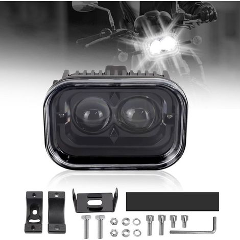 4-Zoll Universal-LED-Motorradscheinwerfer, quadratische Leuchten mit Tagfahrlicht, Halo-Fern-/Abblendlicht, Fahrlicht, Arbeitsscheinwerfer für Motorrad, ATV und E-Bike (1 Stück) (1/5)