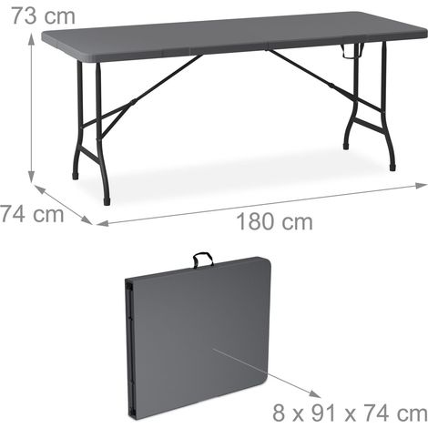 Set da giardino tavolo pieghevole 180 x 74 x 73 cm 2 panche pieghevoli uso esterno design moderno in acciaio nero 130015787