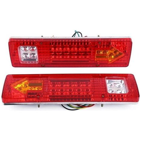 Para luces traseras de 12 voltios, 2 unidades de 12V con 19 LED, luces traseras, luz de freno, intermitente, para coche y camión, rojo (1/4)