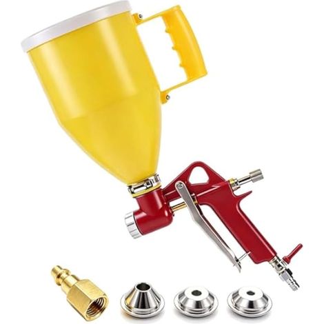 Pistolet pulvérisateur à air comprimé de 3 L pour peinture sur cloison sèche avec 3 buses (4 mm/6 mm/8 mm) pour peinture de plafond, mur, jaune droit (1/5)