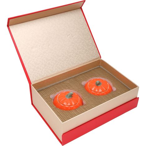 Lot de 2 pots à thé en céramique en forme de citrouille, avec couvercle hermétique, couleur orange, pour la cuisine.