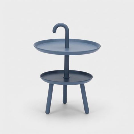 Niedriger Outdoor-Beistelltisch aus Polypropylen mit zwei Ablagen Hook - Blau