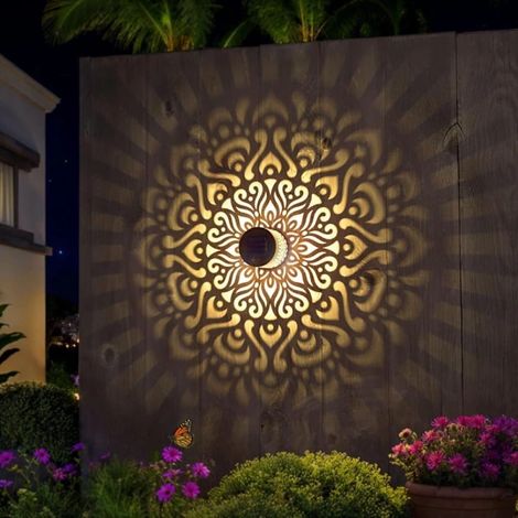 Lampe solaire LED pour jardin, applique murale extérieure, décoration pour clôture et terrasse, 1 pièce - lumière chaude (1/5)