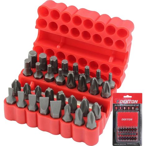 Dekton 33pc Screwdriver Bit Holder Set Hex Torx Star Key Pz Phillips Slotted (1/5)