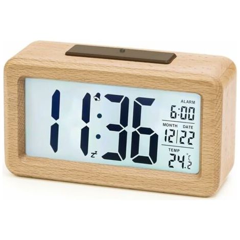 Réveil Numérique en Bois, aboveClock Réveil LED Horloge Digitale sans Tic-tac avec Affichage Date, Température, Fonction Snooze, Horloge Numérique Alimenté par Batterie, 3 Piles AAA Nécessaires,Guazhu (1/5)