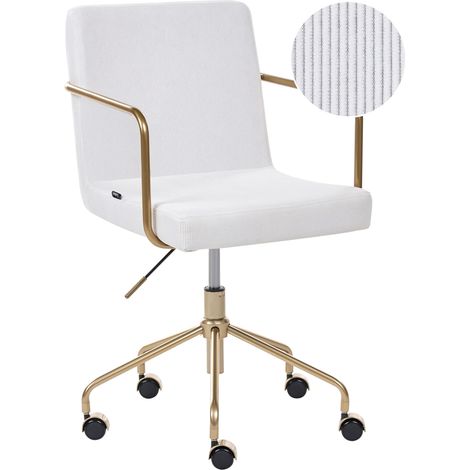 Office Chair Off-White Corduroy Upholstery Height Adjustment Swivel Base Home Office TRINITY (1/4)