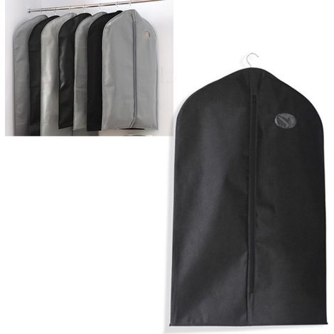 Housse de costume en tissu non tissé noir, petit format, sac à vêtements suspendu pour les voyages et la maison (1/5)