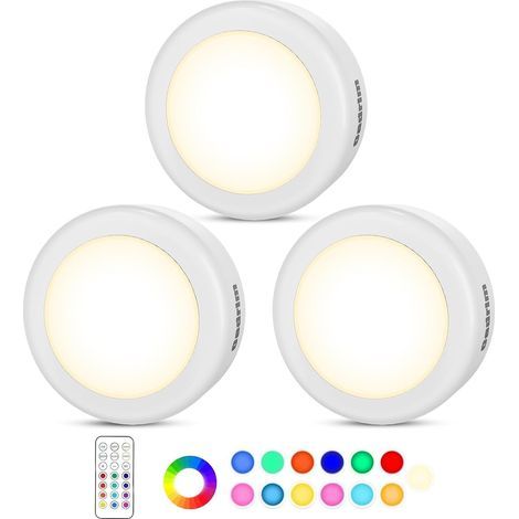 3-Piece Closet Light Set, RGB LED 13 Colors, Adjustable Brightness, Wireless, for Kitchen, Bedroom, Hallway (1/5)