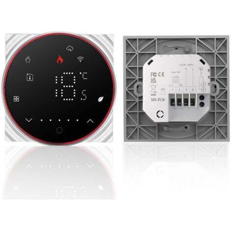BUNTHAUS Thermostat intelligent Tuya WiFi, commande vocale, 16 A, numérique, programmable, régulateur de température pour chauffage au sol, panneau mural intelligent avec couleur d'éclairage varia