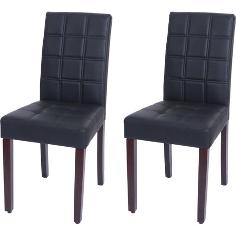 [NON UTILIZZATO] Set di 2 sedie da pranzo HHG-298c, sedia da cucina imbottita con schienale, ecopelle, nero