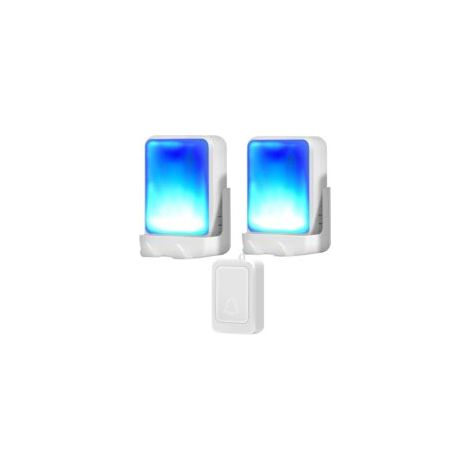 Sonnette de porte flash avec 7 couleurs de lumière vive et 4 volumes - Sonnette sans fil de 182,9 m - À la maison/au bureau - Convient pour les personnes âgées et malentendantes - 1 émetteur avec 2 (1/5)