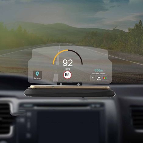 Support Téléphone Voiture HUD Projecteur Navigation Tête Haute Charge Sans Fil Qi Compatible Android iOS Dimensions 19 x 10,2 x 2,1 cm (1/5)
