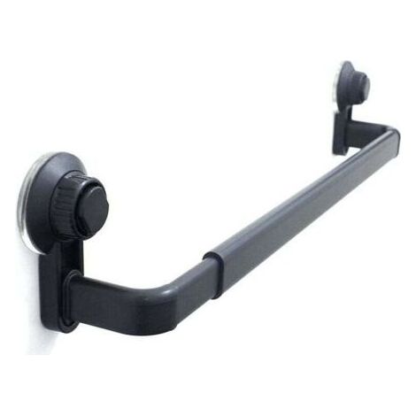 Porte Serviettes Salle de Bains, Noir Barres Porte Serviettes Mural Adhesif pour Douche et Cuisine, Étanche Barres Porte avec Crochet (52- 82cm),-- (1/5)