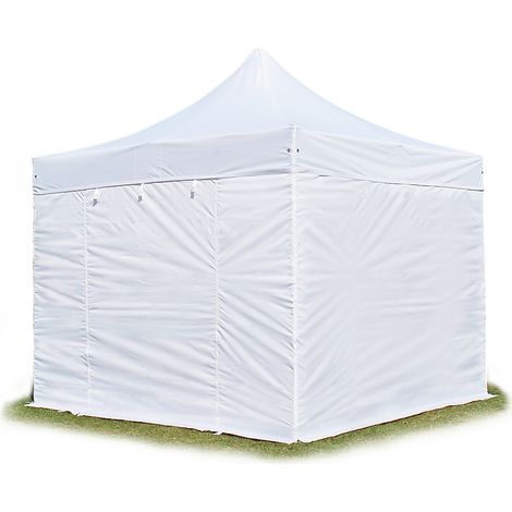 3x3 m Faltpavillon, PROFESSIONAL Alu 40mm, Seitenteile ohne Fenster, weiß