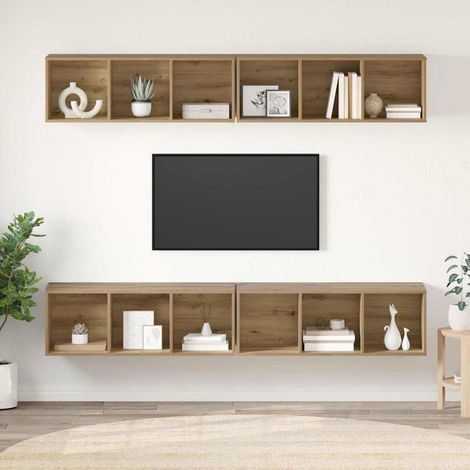 TV-Schrankset Wandmontiert 4 pcs Artisan-Eiche 37 x 37 x 107 cm