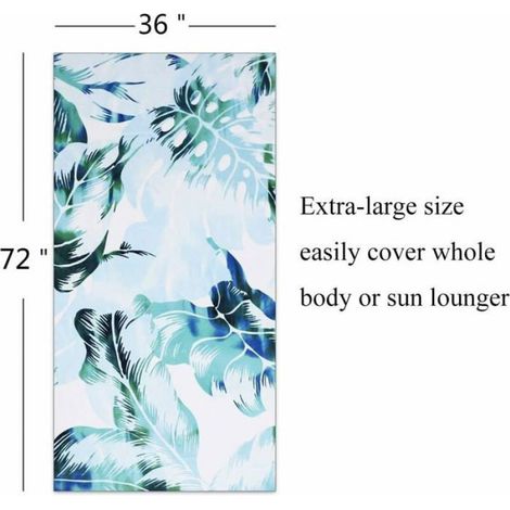 Serviette Plage Microfibre Anti-sable - 180 x 90 cm - Pour Adulte Plage Piscine Natation - 1 Pièce (1/4)