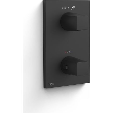 TRES 21125001NM THERM-BOX Pieza Vista para Caja Empotrada de 2 Vías Color Negro Mate - ref: 21125001NM