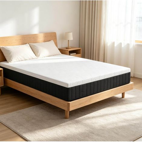 Matratze 140x190x25 cm Memoryschaum Weiß und Grau, 7-Zonen-Stütze – MEUBLIV (1/5)