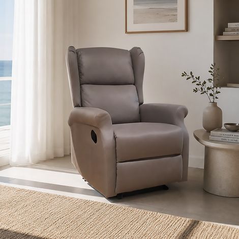 POLTRONA RELAX CON RECLINER MANUALE IN TESSUTO GRIGIO CHIARO