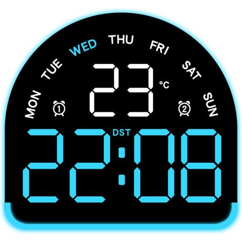 Sveglia elettronica creativa a LED con ampio schermo e funzione termometro, doppia impostazione di allarme, design minimalista e moderno per il comodino. (1/3)