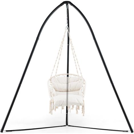 GOPLUS Support de Hamac, Pied de Fauteuil Suspendu, Cadre en Métal Robuste, Support de Balançoire Intérieur et Extérieur, Capacité 200 kg, Support de Chaise Œuf, pour Patio, Jardin (1/5)