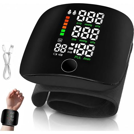 Tensiomètre au Poignet, Mesure Entièrement Automatique de la tension Artérielle et du pouls Brassard réglable Mémoire 99 Mesures pour un usage domestique (1/5)