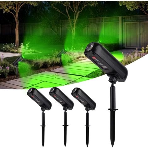 Lot de 4 Spot Solaire Vert Lampe Solaire Exterieur Etanche IP65 Projecteur Solaire Exterieur 2 Modes Eclairage Exterieur Solaire Luminaire Exterieur Solaire pour Jardin Allée Chemin Cour (1/4)