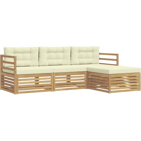 Set di divani da esterno 4 pz 4-Posti Bianco e Crema Poliestere vidaXL (1/5)