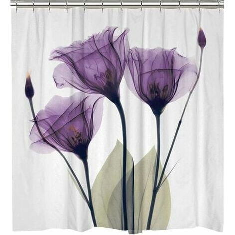Accueil Impression numérique Rideau de douche Aquarelle Série (tp305 Coquelicot Violet 180180)，pour la cuisine à domicile, les toilettes, la salle de bain (1/5)