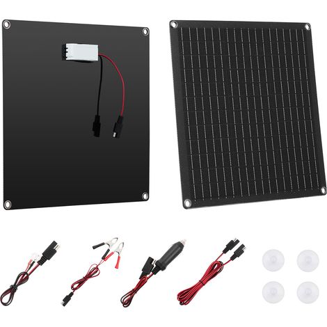 Chargeur Batterie Panneau Solaire 20 W 12 V, Cellules Monocristallines, avec Contrôleur Intelligent Intégré, Câbles de Connexion, Étanchéité IP67, Portable, pour Voitures, Bateaux, Camping-cars (1/5)