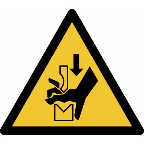 Cartelli adesivi ISO 7010 "Schiacciamento della mano nell'ingranaggio di una pressa piegatrice" - W030 - Numero Pezzi: 10 pezzi - Misura: 100mm x 100mm
