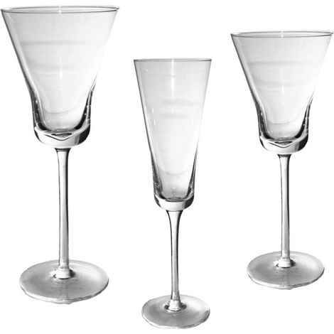 Set 6 calice da fluite acqua vino Bicchieri con piede lungo per prosecco cocktai - decoro: Calice vino (1/5)