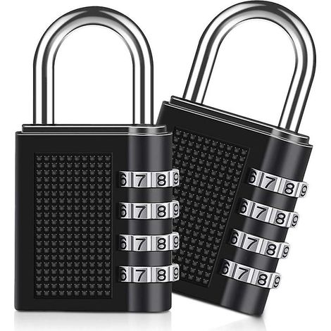 cadenas  Combinaison [2 Pices](noir), 4 Chiffres Serrure Combine, Pour Casier De Gym  L'cole, Remise, Clture (1/5)