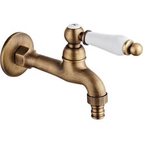 (Style E) Robinet extérieur en laiton antique, robinet de jardin mural, robinet pour machine à laver, robinet simple pour balai d'eau froide (1/5)