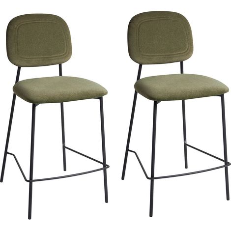 Lot de 2 Chaises Moderne en Velours Rembourré Salle à Manger Base Fer Noir Vert Olive Duette (1/5)