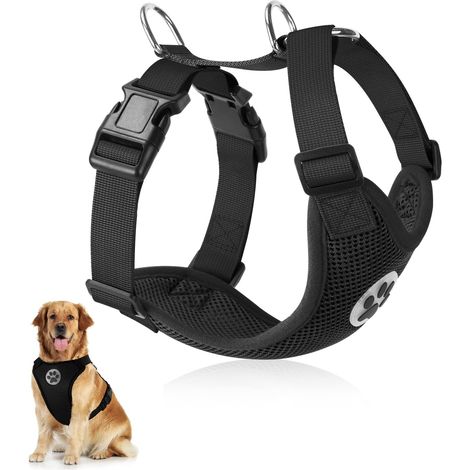 Harnais pour Chien, Harnais de Gilet de Voiture pour Chien Harnais en Tissu de Maille Respirant Multifonction réglable à Double Anneau pour Chat Chiot Road Trip promenades Quotidiennes (1/5)