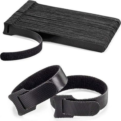 100 pcs Velcro Cable Ties, Reusable Cable Management Straps for Securing Cables and Electrical Wires, Black, 150mm x 12.5mm (1/5)