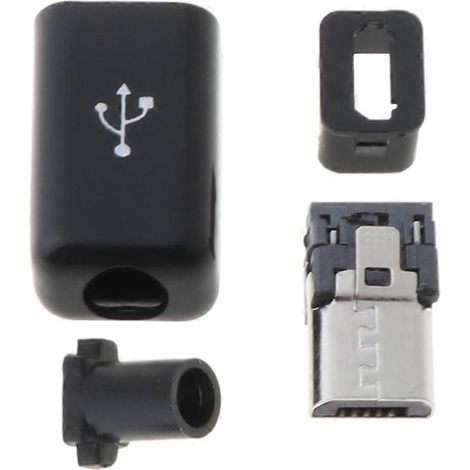 Lot de 10 connecteurs micro USB mâles à souder 4 en 1 noirs, avec étui en plastique. (1/5)