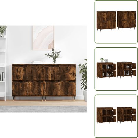 Sideboards 2 Stk. Räuchereiche Holzwerkstoff - Sideboard - Wohnzimmermöbel - Holzmöbel - Regal - Schreibtisch (1/5)