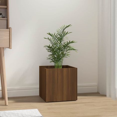 Pflanzgefäß Braun Eichen-Optik 40x40x40 cm Holzwerkstoff