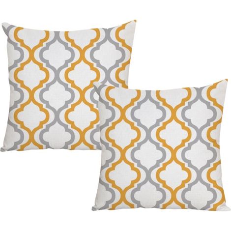 Housses de Coussin 45 x 45 cm - JINFGERNE - Lot de 2 avec Broderie en Soie et Perles, Style Art Déco Géométrique, Idéales pour Canapé et Décoration Intérieure (1/5)