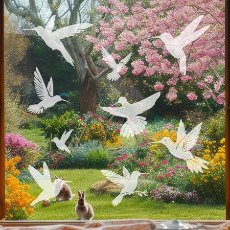 Autocollants anti-collision pour oiseaux de fenêtre, protection de porte en verre et sauvez les oiseaux, réflexion, 9 Pcs, Dégager (1/5)