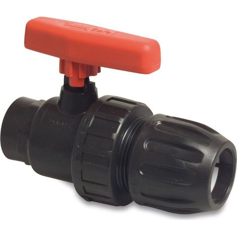 Mega Kugelhahn mit Klemmverbinder 50 mm x Innengewinde 1 1/2 Zoll PP schwarz, Typ Safe 501 (1/2)