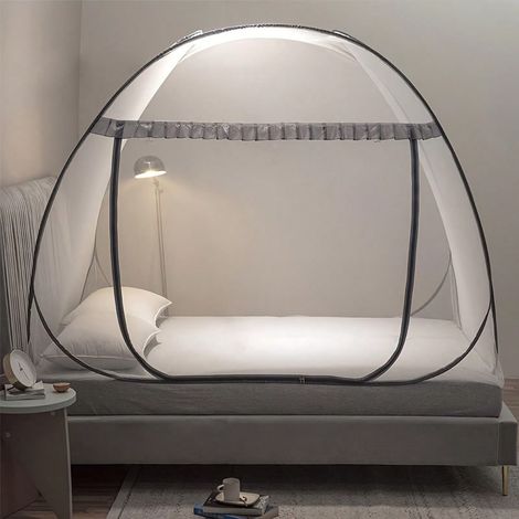 Moustiquaire type tente mongole, aucune assemblage requis, installation en 1 seconde, couverture 360° complète, portable, pliable, pour toutes saisons (1/4)