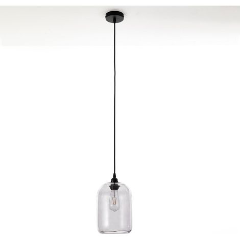 Lámpara colgante de vidrio gris transparente Yuna Long