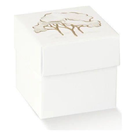 Scotton Scatolina Portaconfetti Alberi Avorio Oro 5x5x5 cm 10 pz