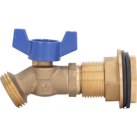 Robinet à bille en laiton à quart de tour pour réservoir d'eau ou récupérateur d'eau de pluie, avec raccord traversant fileté 1/2" femelle et 3/4" mâle (1/5)